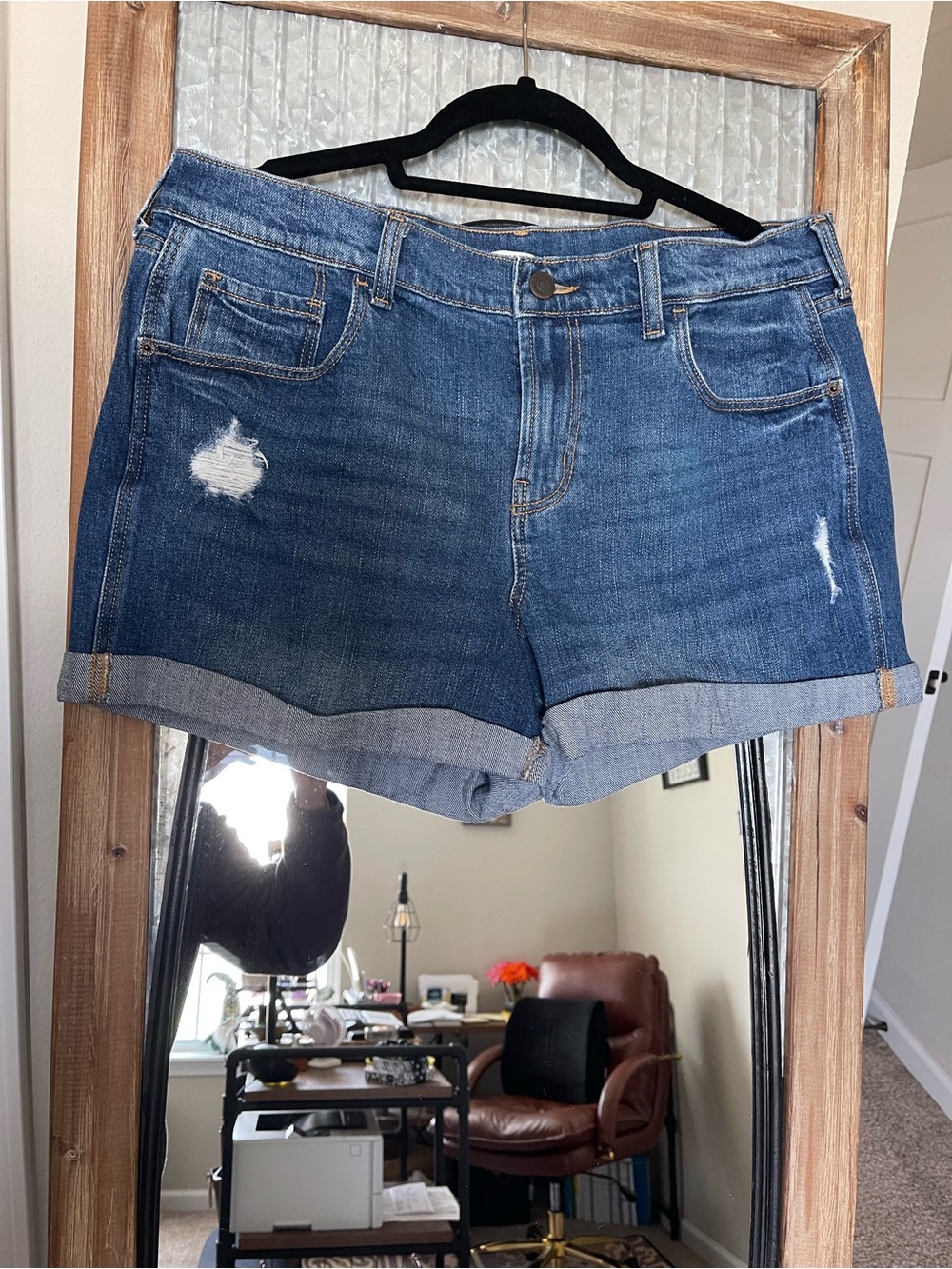 Old Navy Blue Distressed Rolled-Hem Denim Shorts